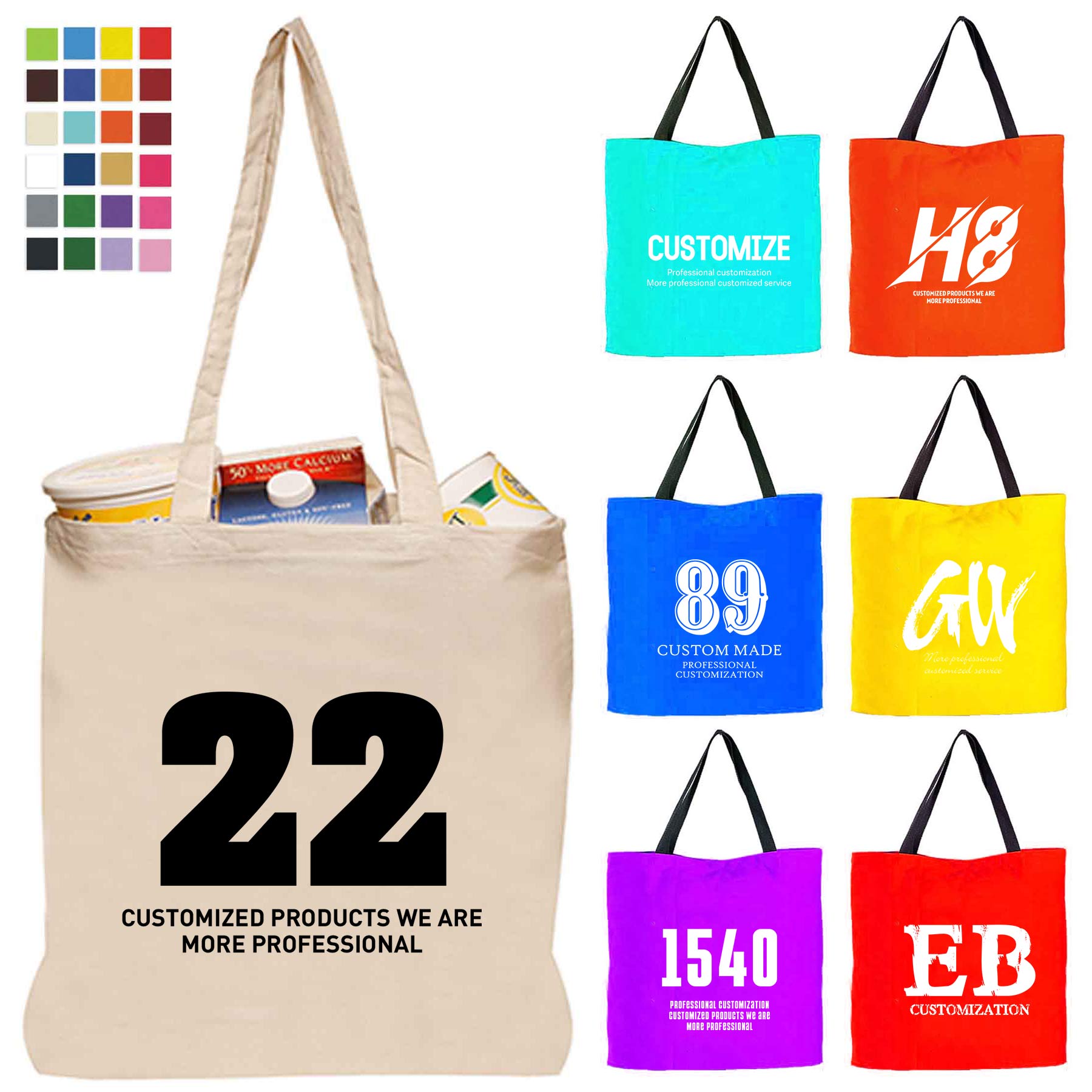 Canvas Handle Reusable Shopping Bags, custom tote bag with logo imprint 2