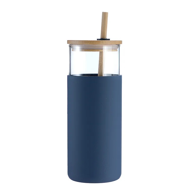 20oz Glass Tumbler Water Bottle Straw Silicone Protect 6