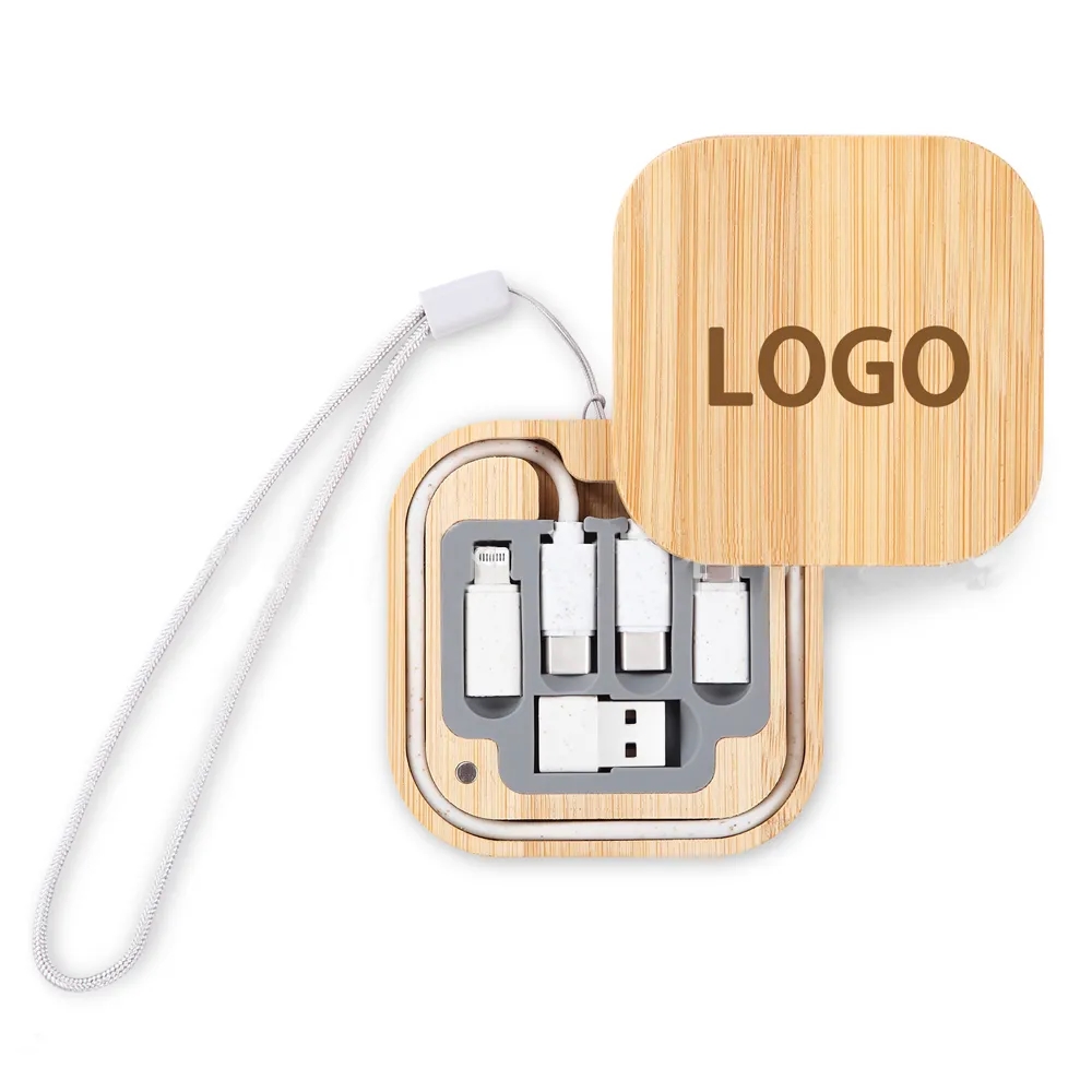 Bamboo Square Charging Cable / Accessory Kit 5