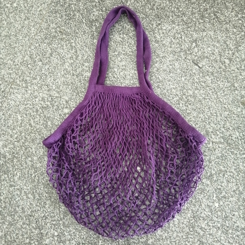 Long Handle Reusable Cotton Mesh Bag for Fruit Vegetables, custom tote bag with logo imprint 6