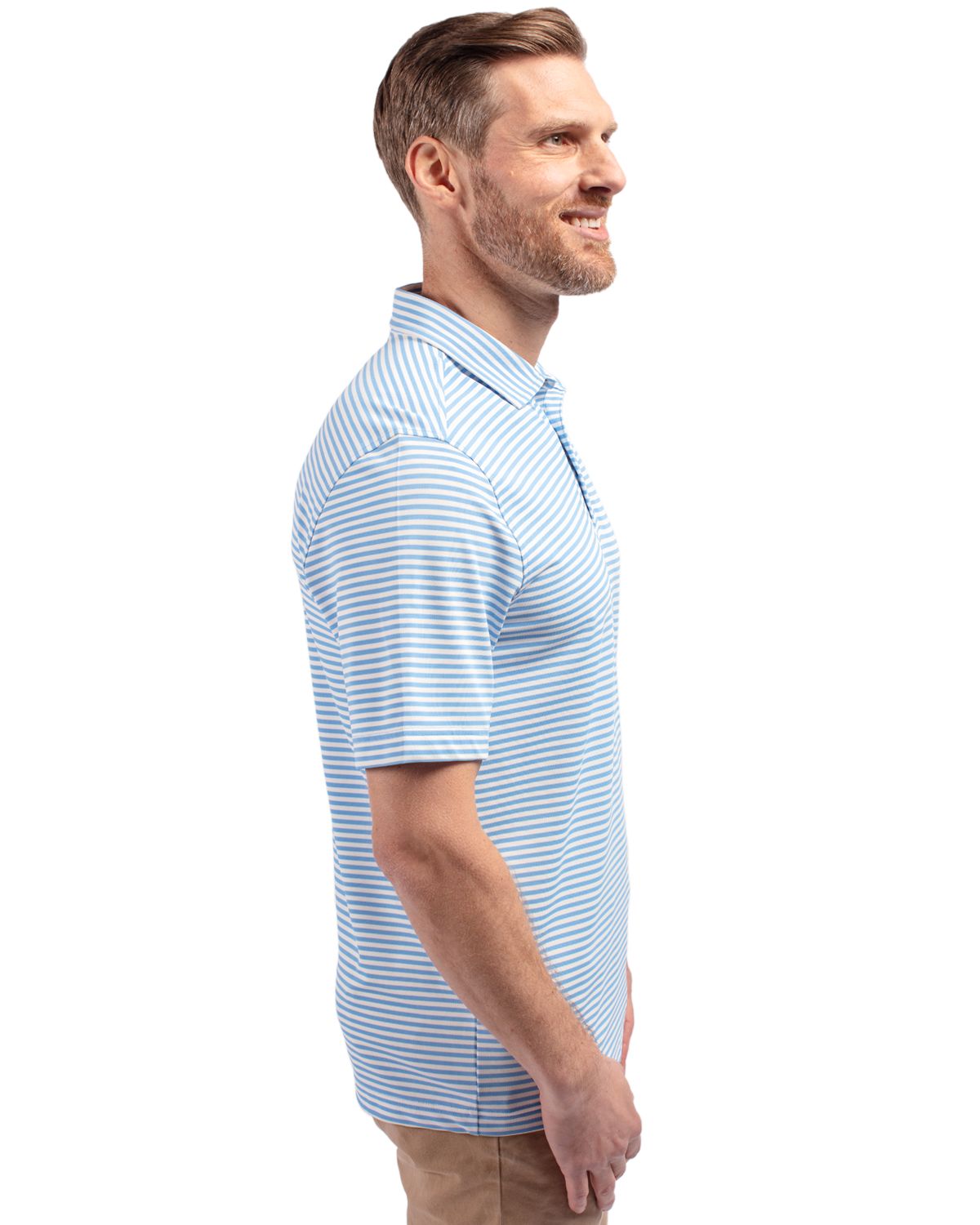 Virtue Eco Pique Stripe Recycled Mens Polo