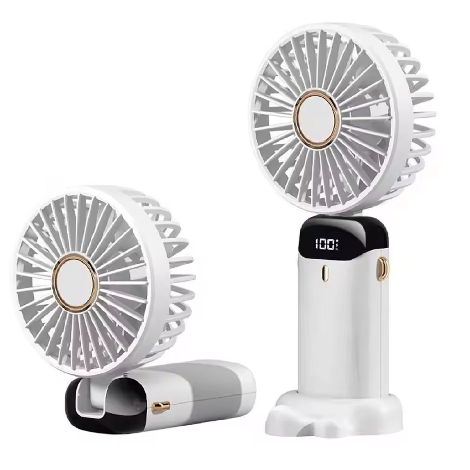 Rechargeable Foldable LED Hand Fan with Mobile Stand 8