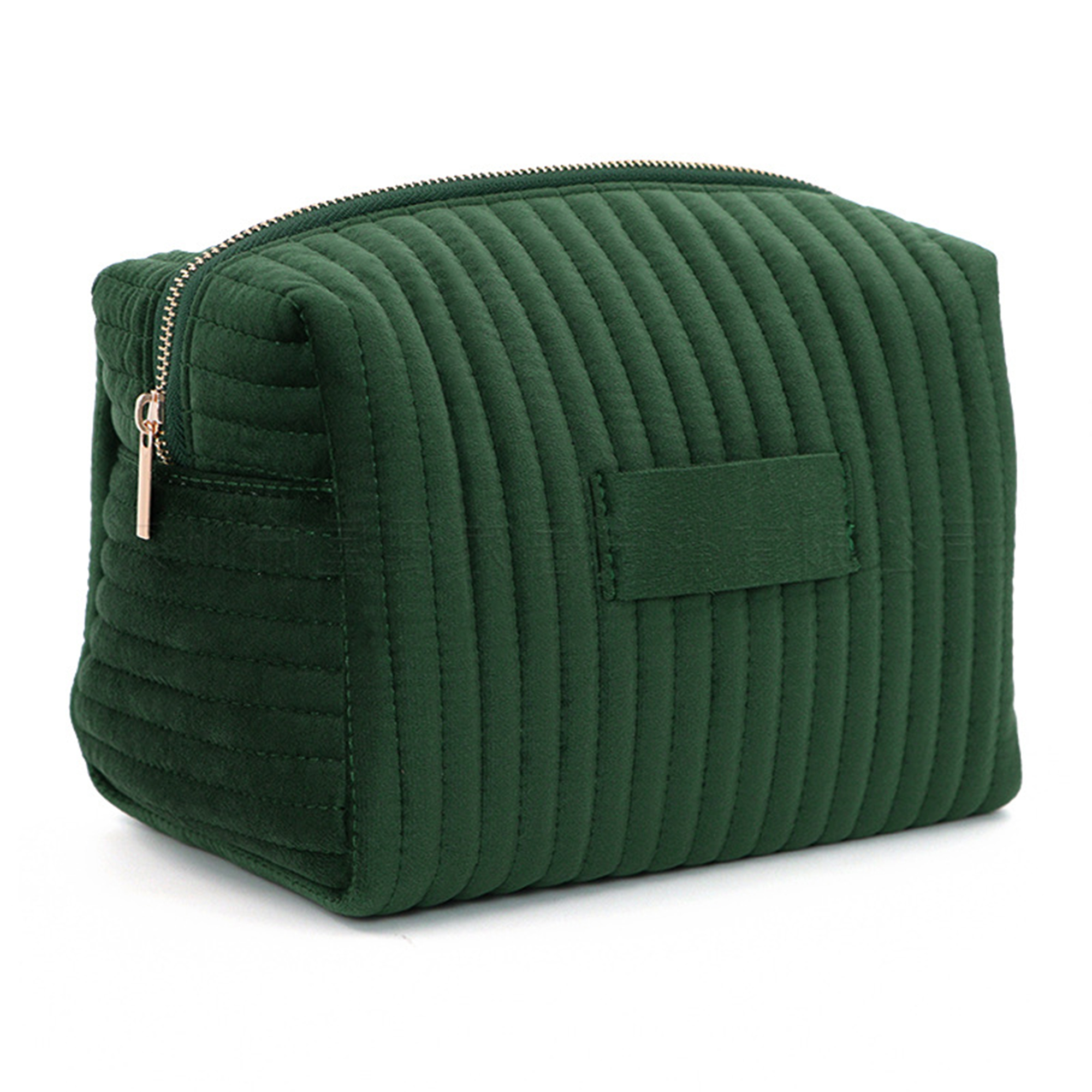 Quilted Velvet Cosmetic Organizer With Gold Zipper 8.66" x 5.9" x 6.3" 4