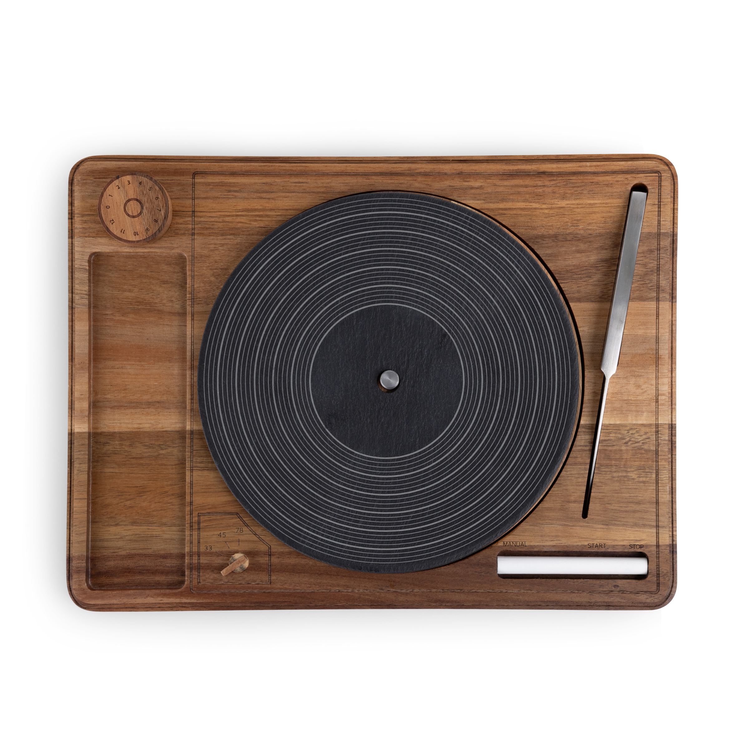 Turntable Acacia and Slate Cheese Board with Knife 2