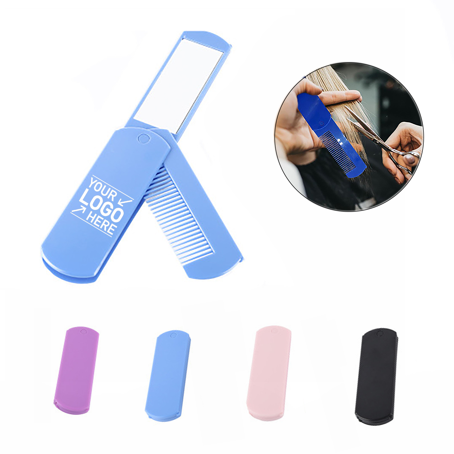 Portable Fold Hair Brush Mirror 2
