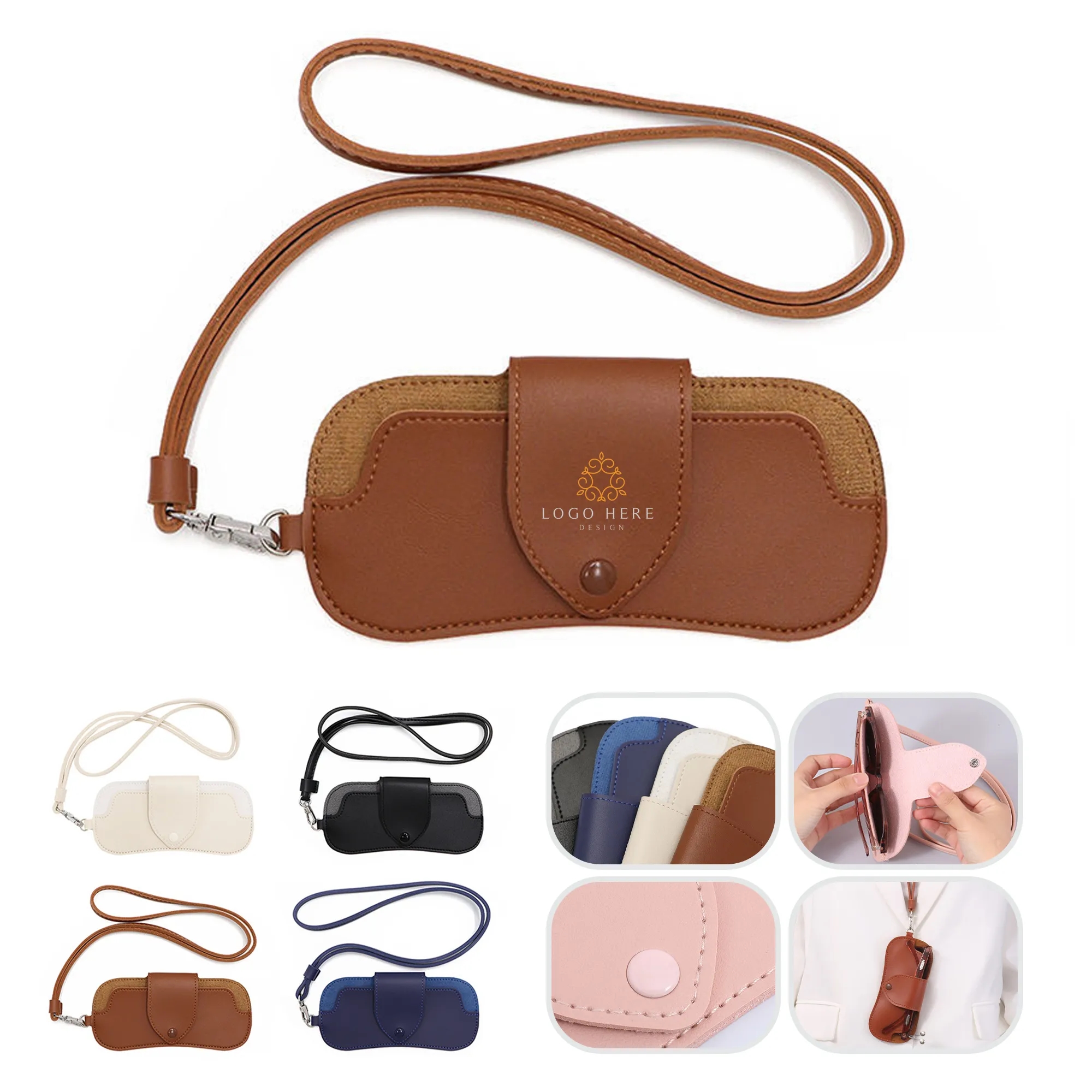 PU Leather Glasses Pouch With Strap 4
