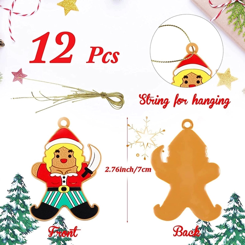 12 Pcs Gingerbread Man Ornaments For Christmas Decoration 2