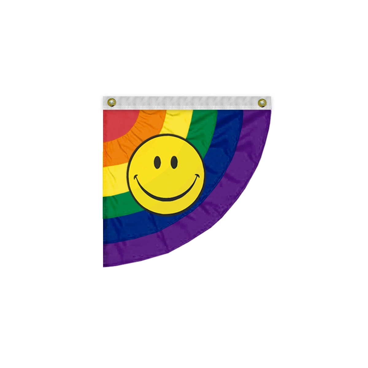 3'x3' Rainbow with smiley face Pride Pleated Half Fan- Right 2