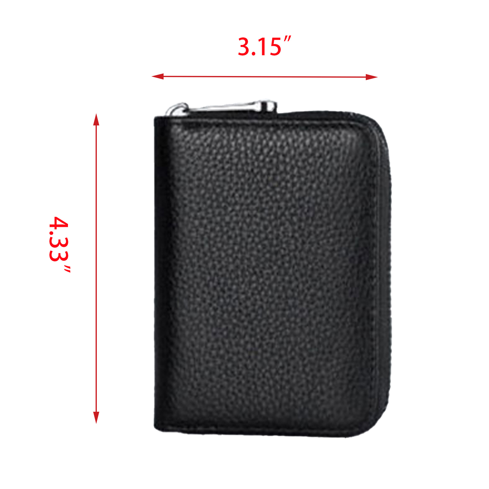 PU Leather Portable Cardholder With Zipper 2