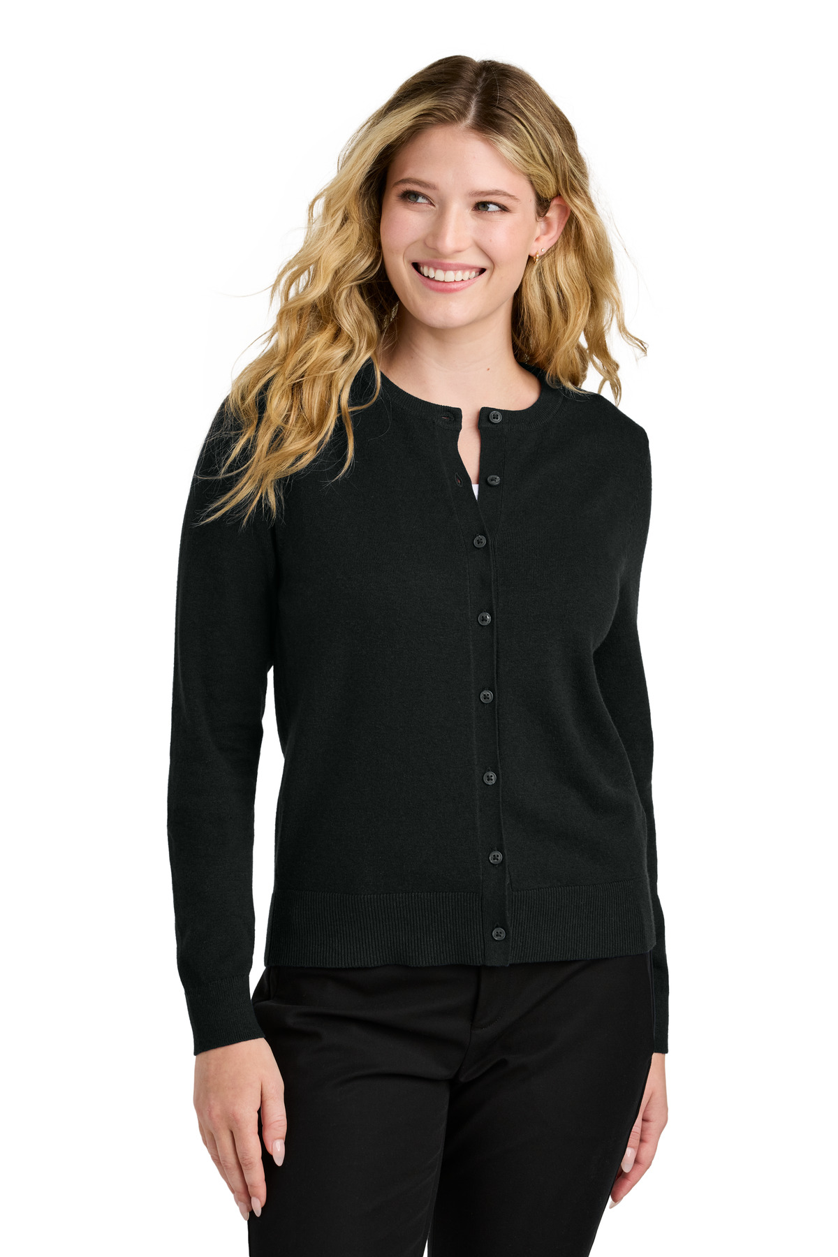 Port Authority Women's Easy Care Crewneck Cardigan Sweater LSW2870, custom hoodie or sweatshirt with logo imprint 1