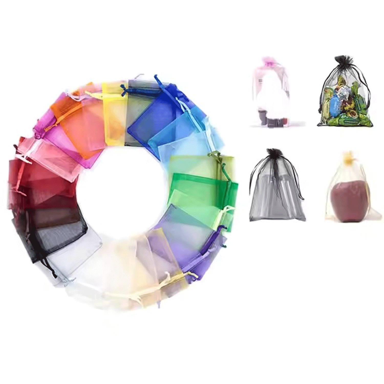 Wedding Gift Party White Organza Mesh Drawstring Bag 13
