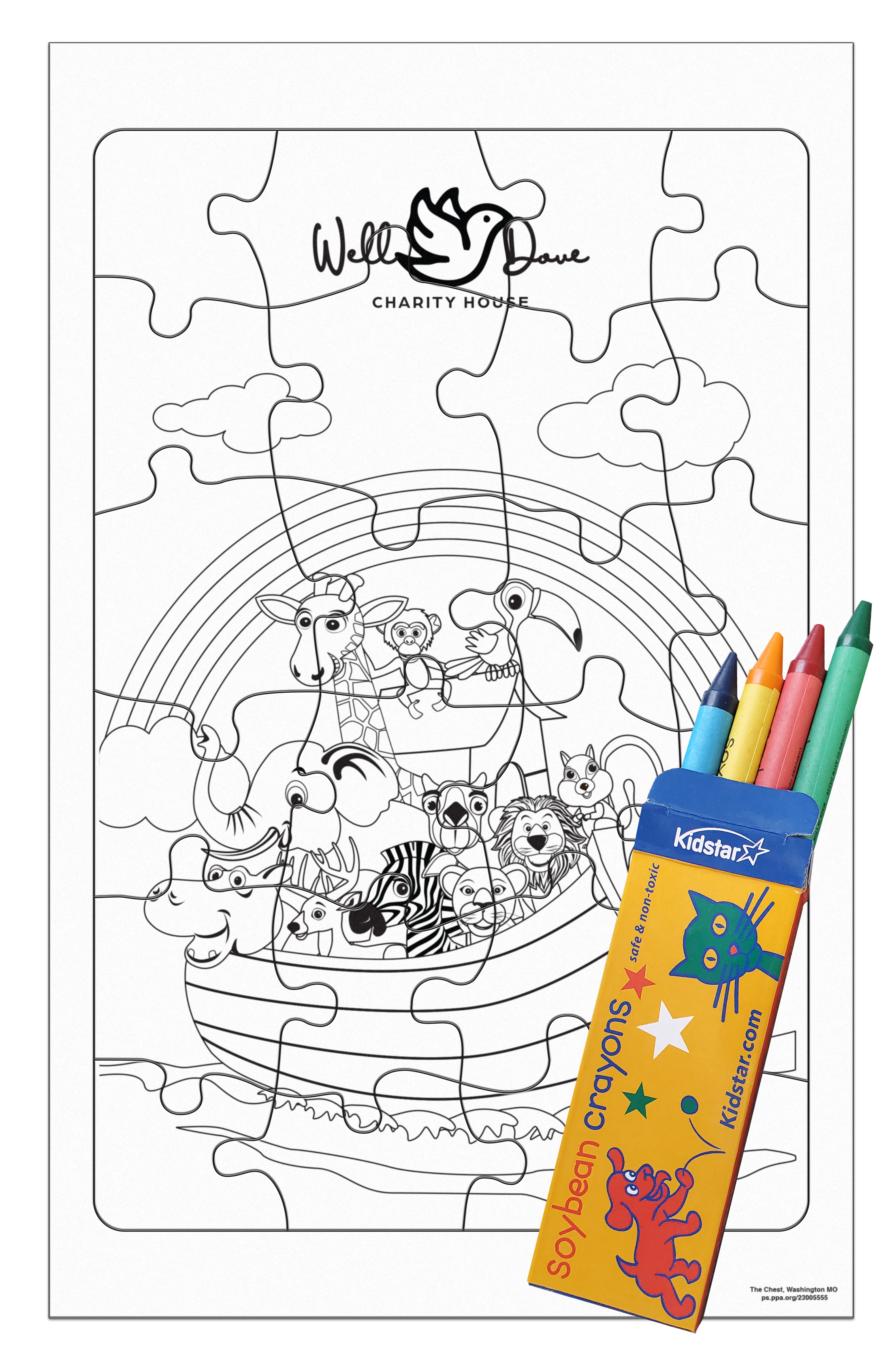 24 Pieces - 10 1/2" x 6 5/8" Coloring Tray Puzzle - Noah's Ark 1