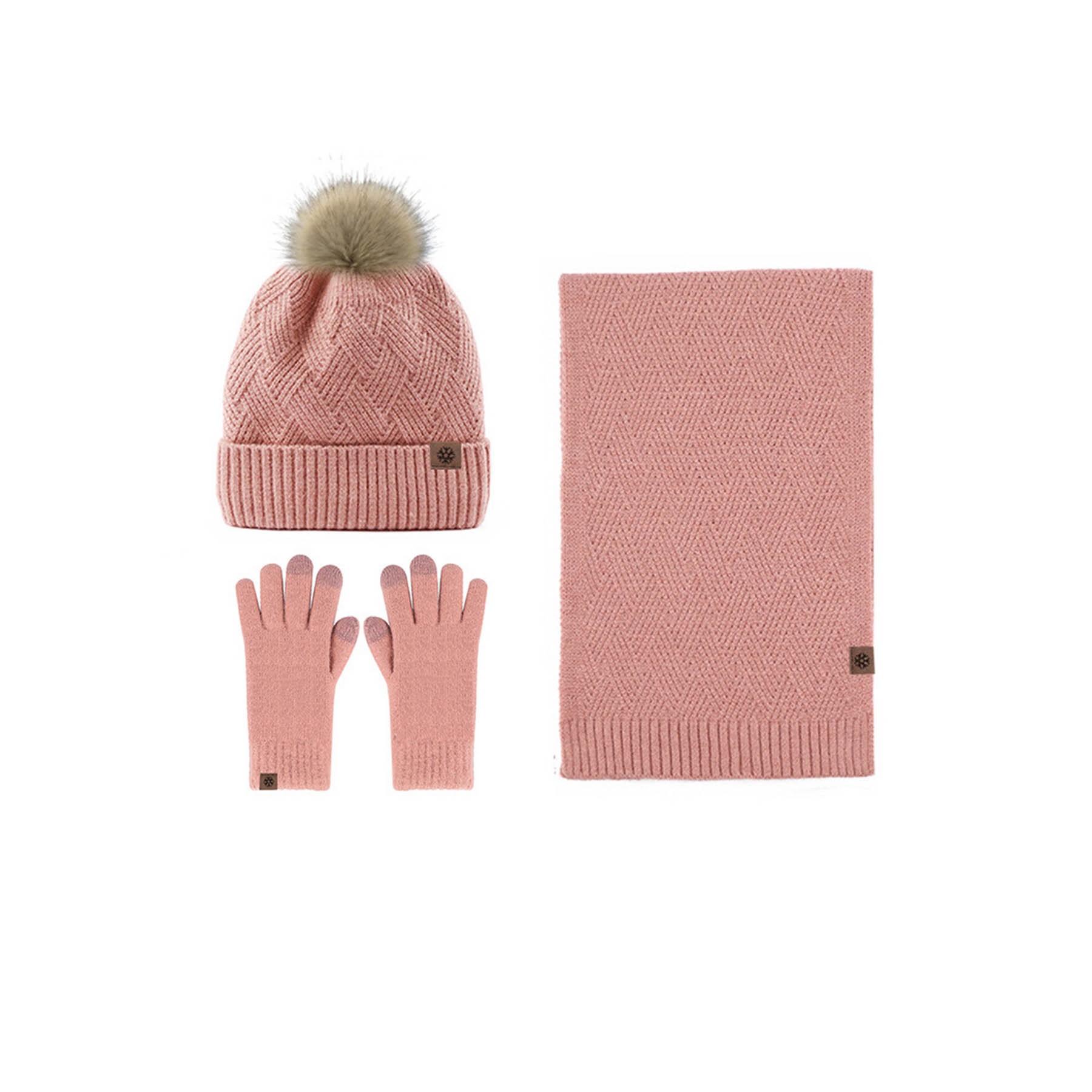Winter Warm Knitted Scarf Beanie Hat and Gloves Set 4