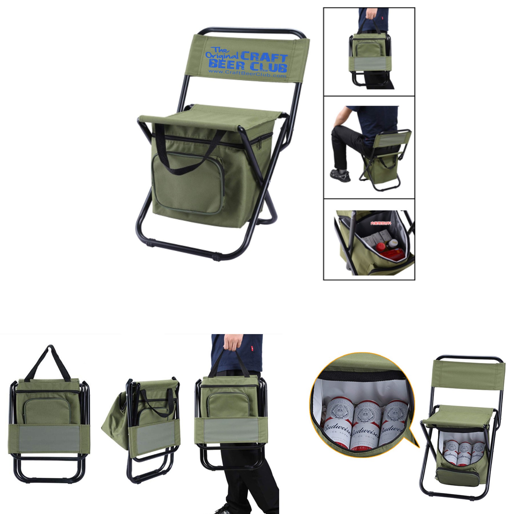Portable Outdoor Folding Chair With Cooler Bag