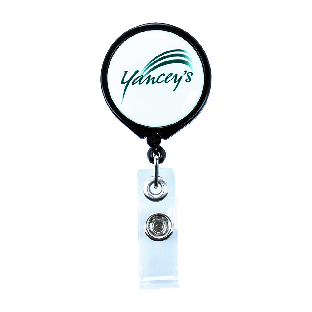 Pull Reel / Badge Reel with Belt Clip and 1-3/16" diameter round imprint 4