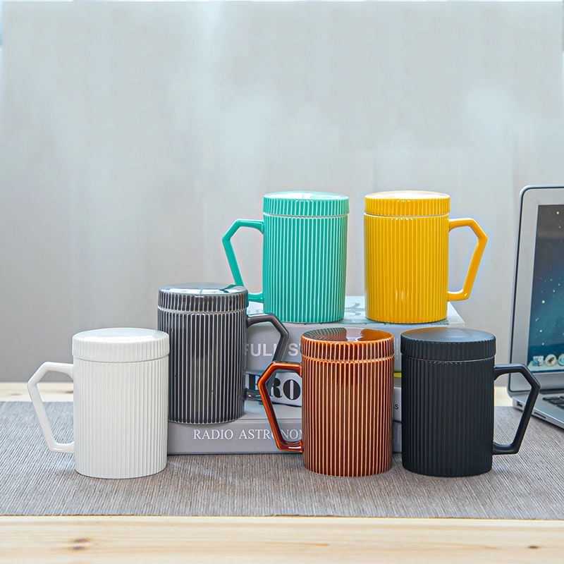 Custom 12 Oz Creative Striped Ceramic Mug 8