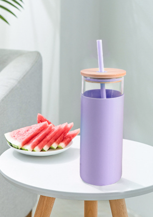 Bamboo Glass Cup With Silicone Cover 12