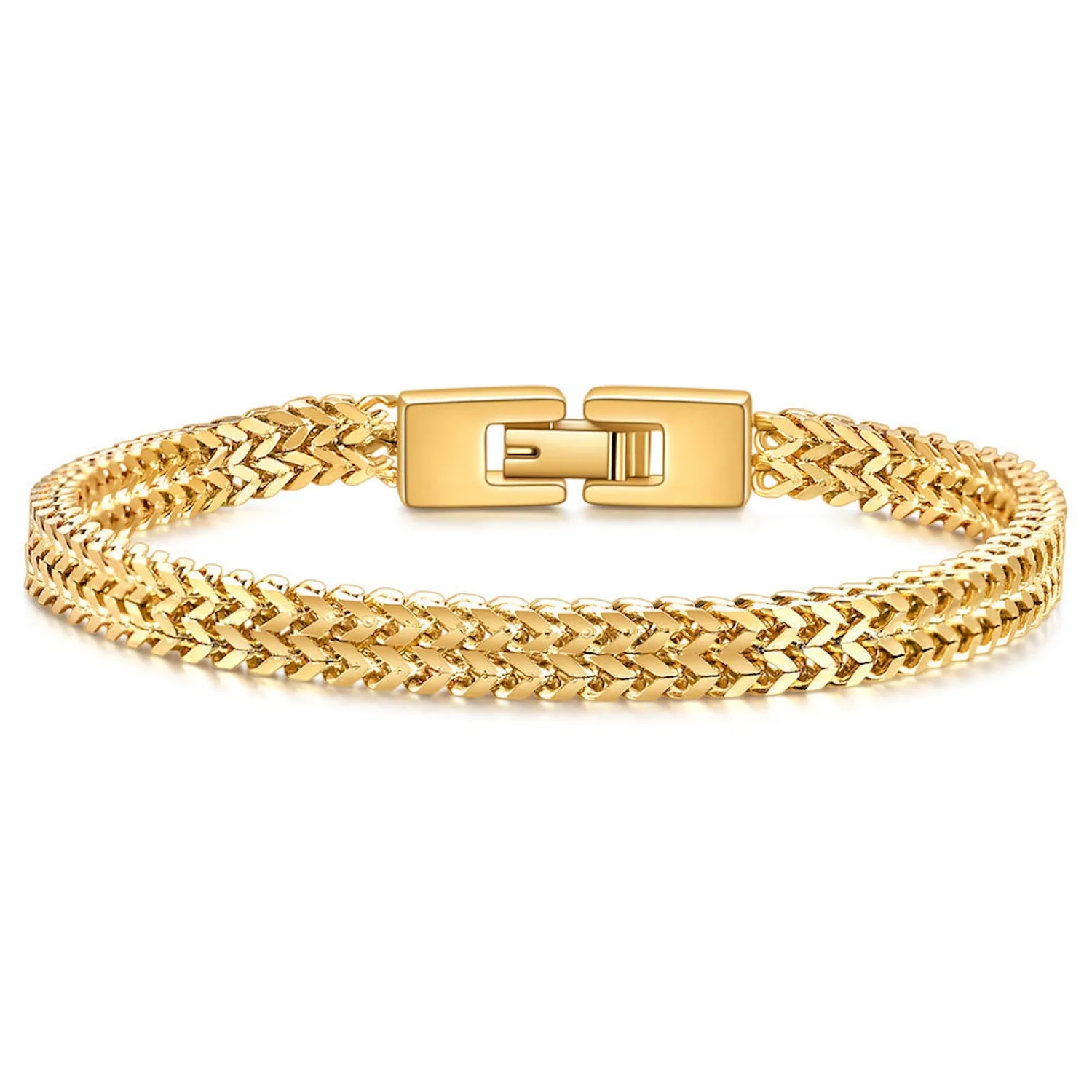 Men's Stainless Double Franco Chain Bracelet with Extension 2