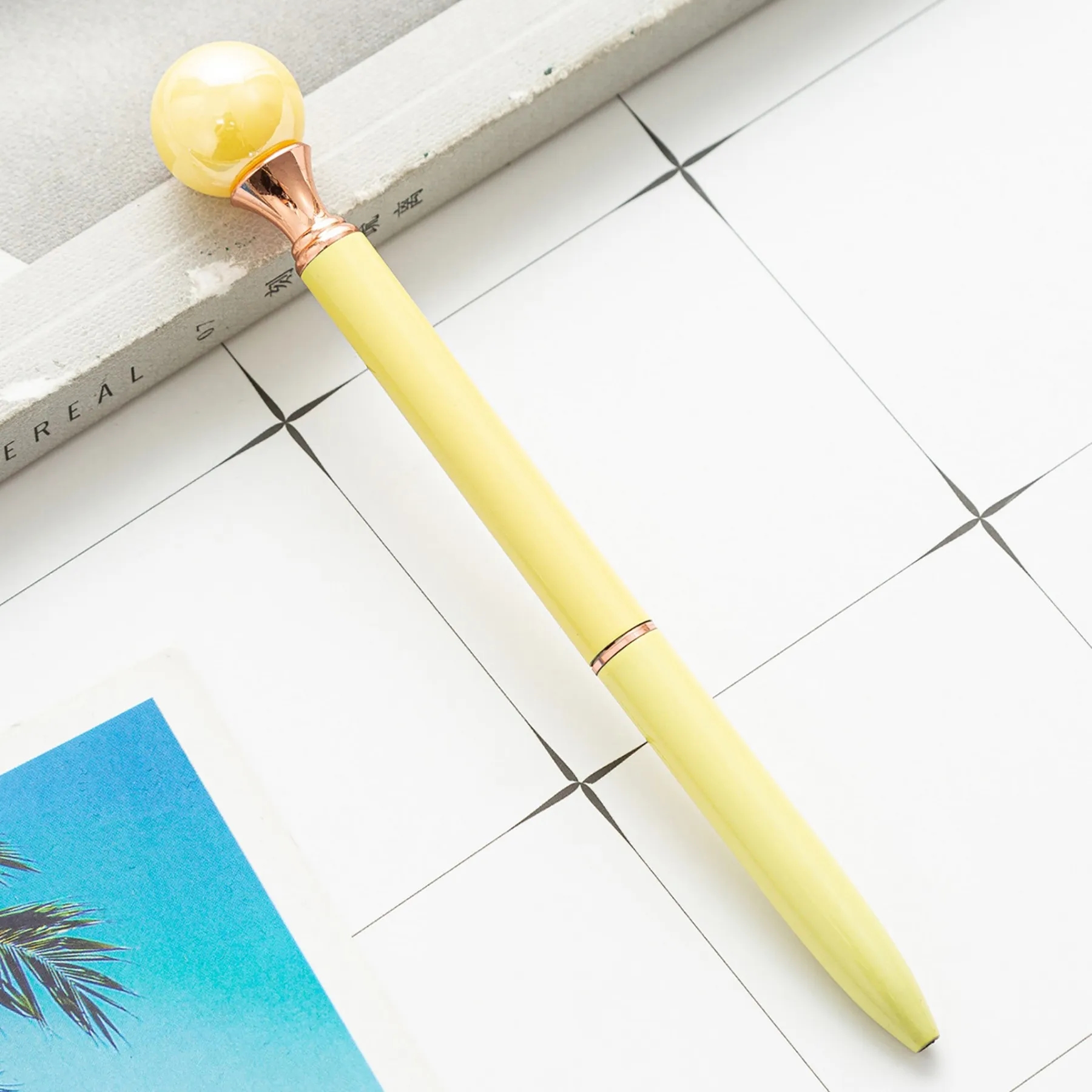Pearl Top Deco Metal Ballpoint Pens 9