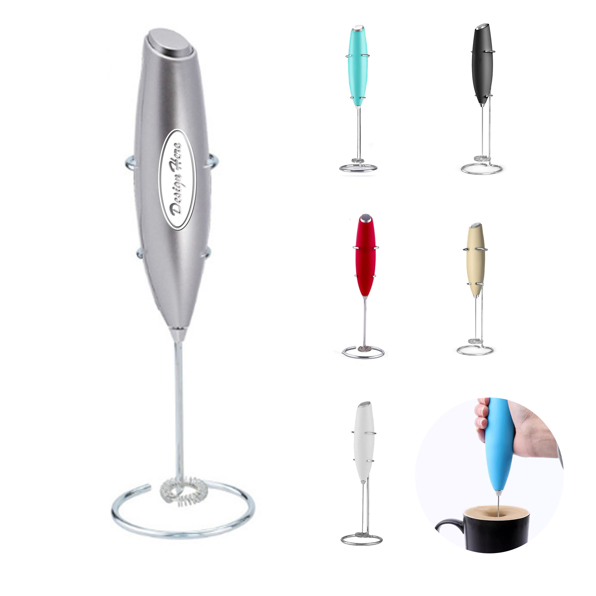 Powerful Milk Frother Stainless Steel Drink Mixer with Stand 1