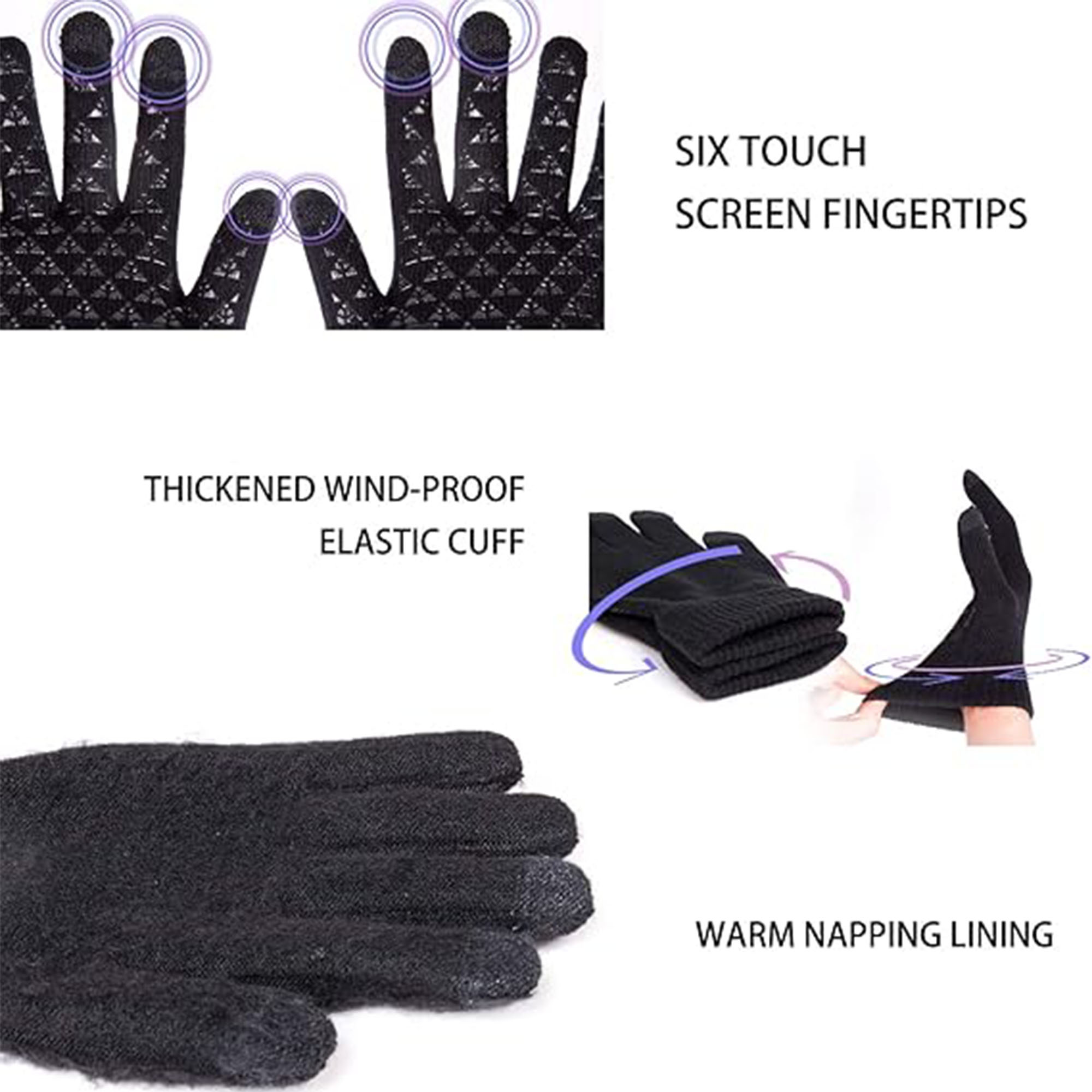 Acrylic Versatile Non-Slip Knitted Gloves For Cold Weather 4
