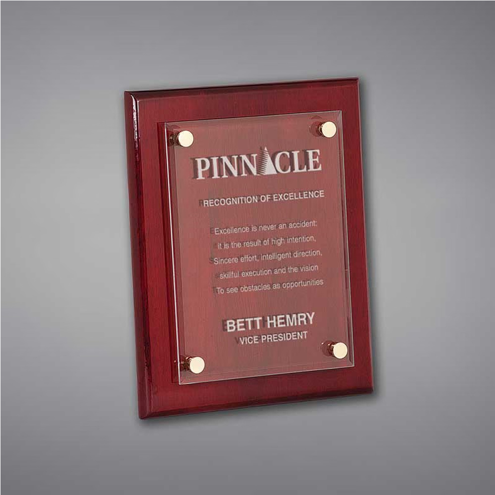 Rosewood Piano Finish Floating Acrylic Plaque - Medium 2