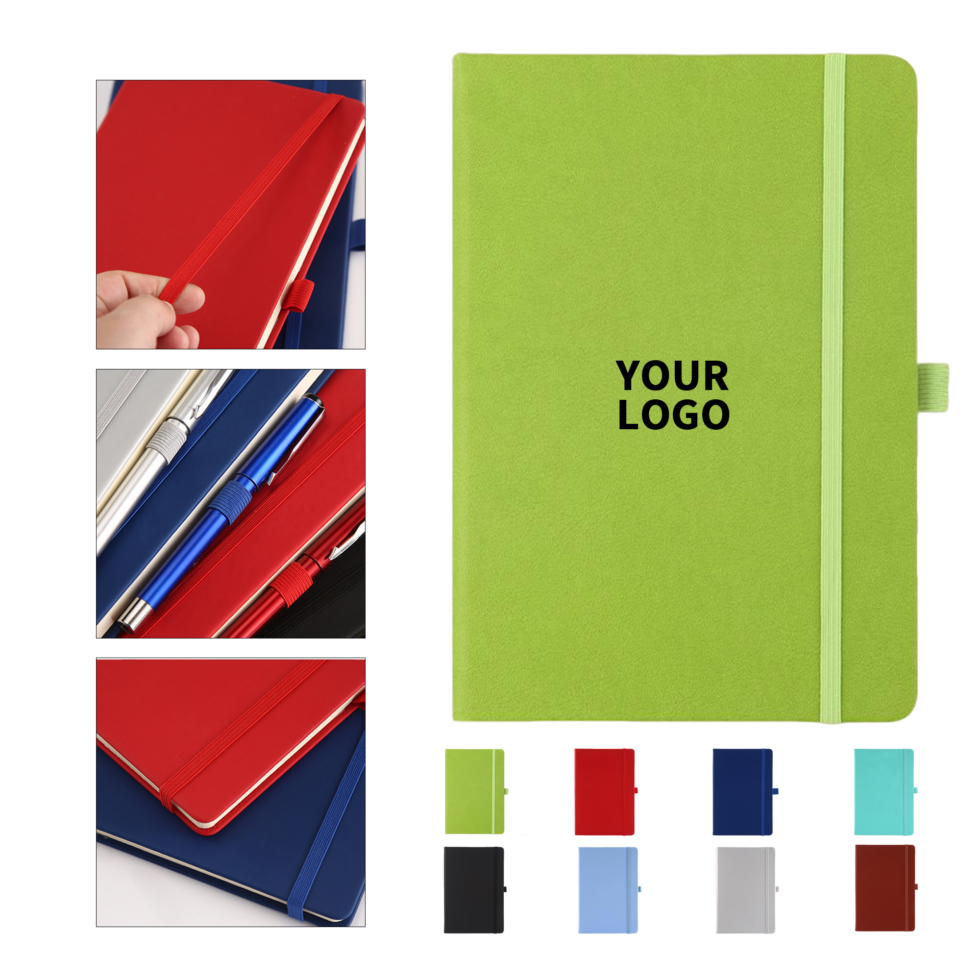 PU Leather A5 Journal Notebook With Pen Holder 9