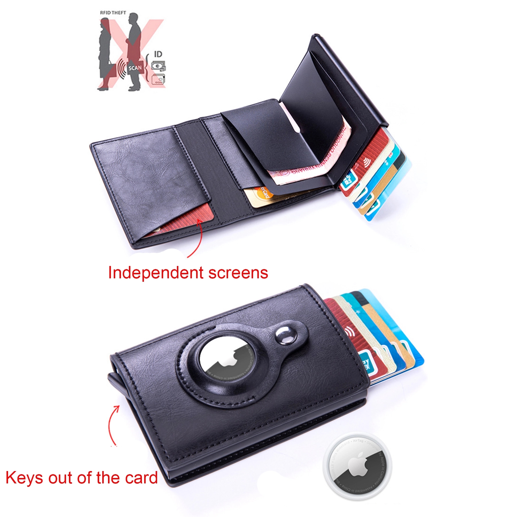 AirTag Slim Wallet With Money Clip RFID Credit Card Holder 5