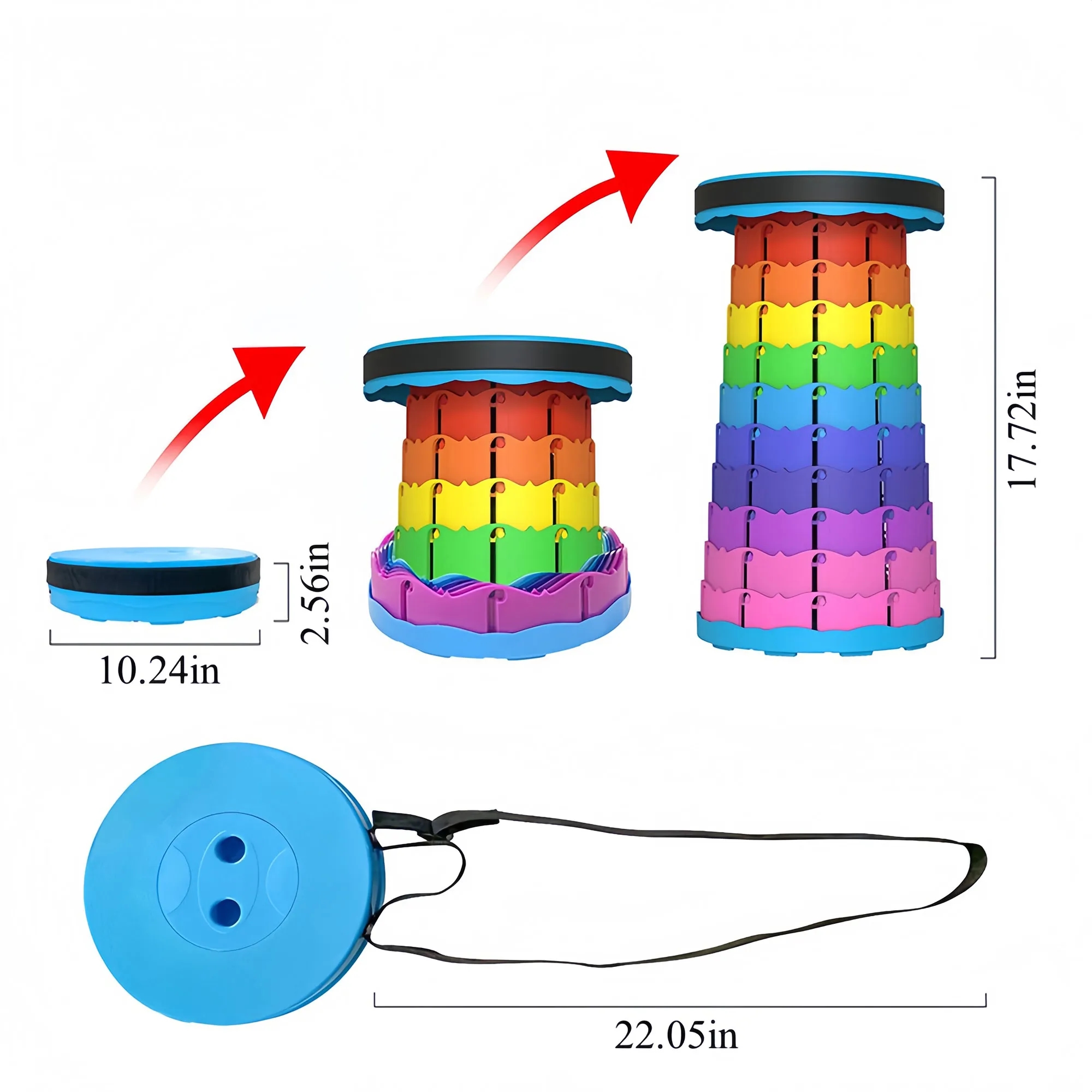 Portable Rainbow Telescopic Folding Stool For Outdoor 11