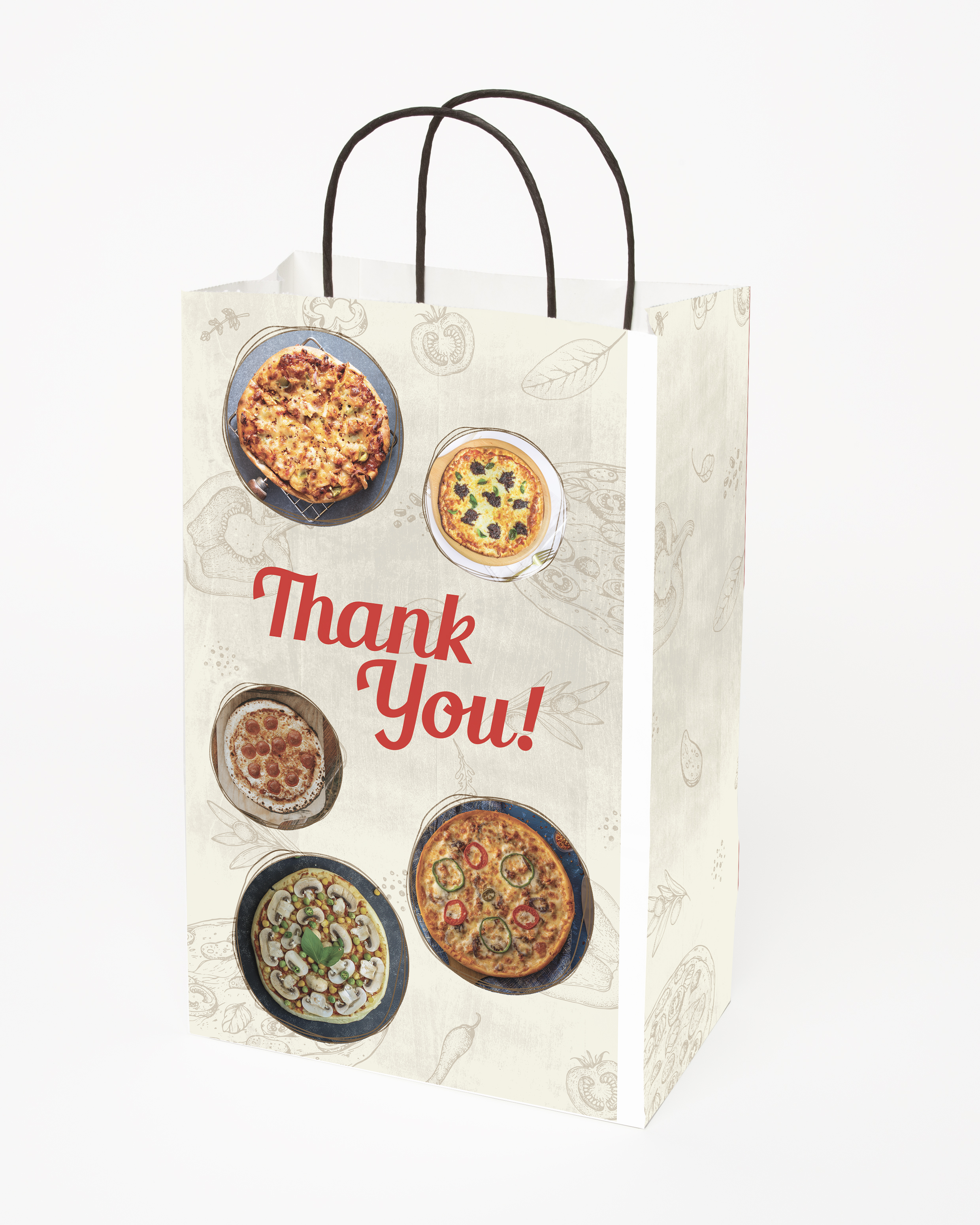 Multi-sided Full Color White Shopper Paper Bag - Black Handle (8.5" x 13.375" x 5") 3