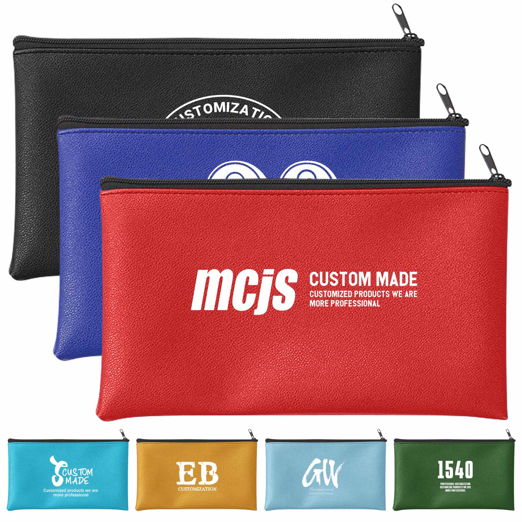 Waterproof PU Leather Zipper Deposit Bag 1