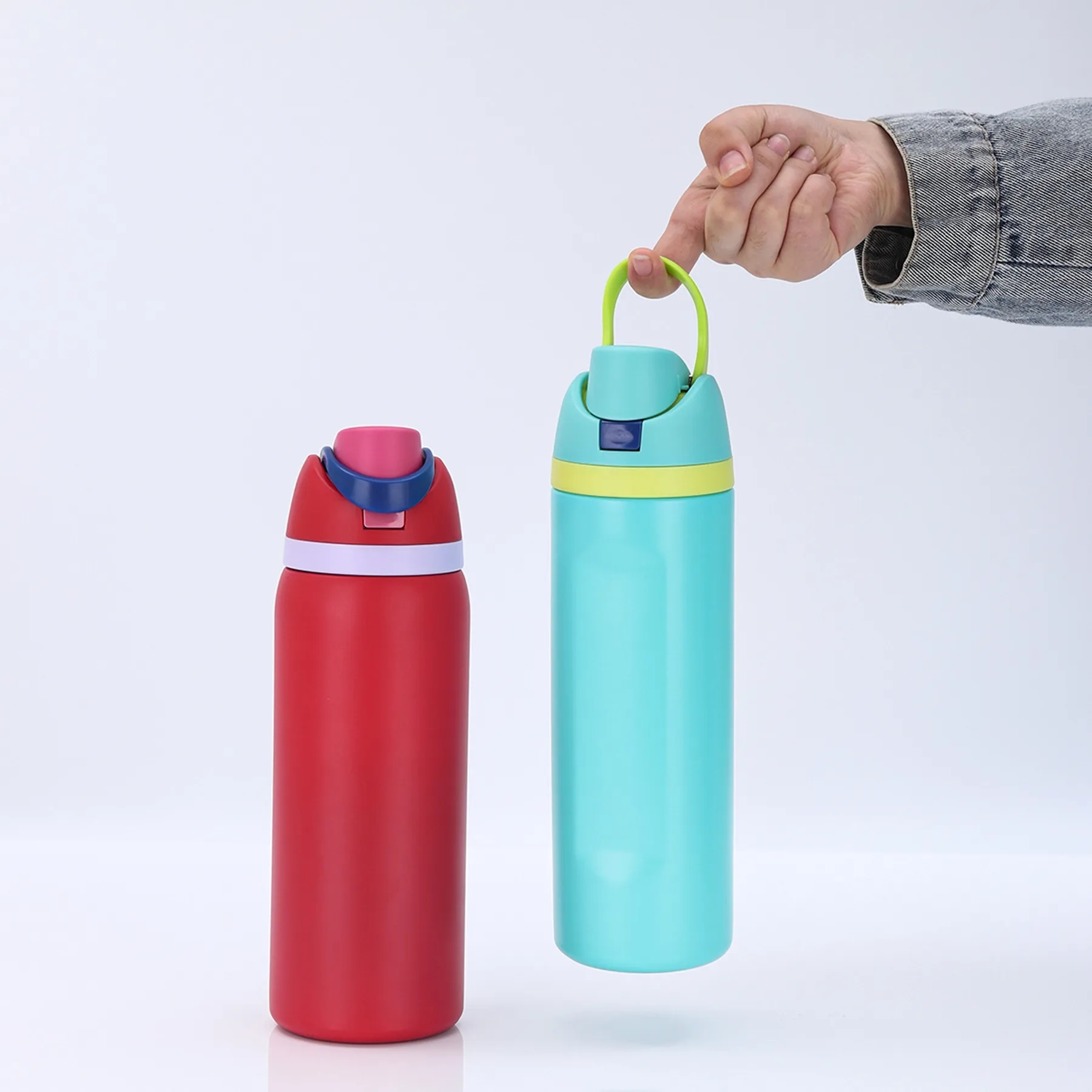 16 Oz. Leak Proof Spout Lid Water Bottle with Straw 7