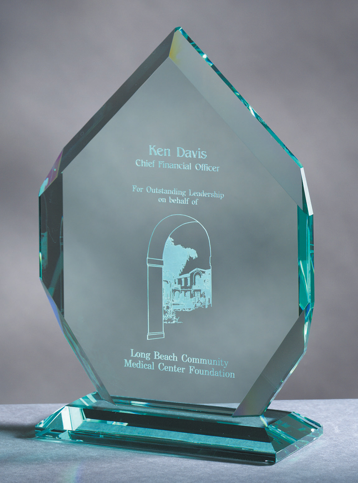 13" Jade Glass Royal Crown Jewel Award 1