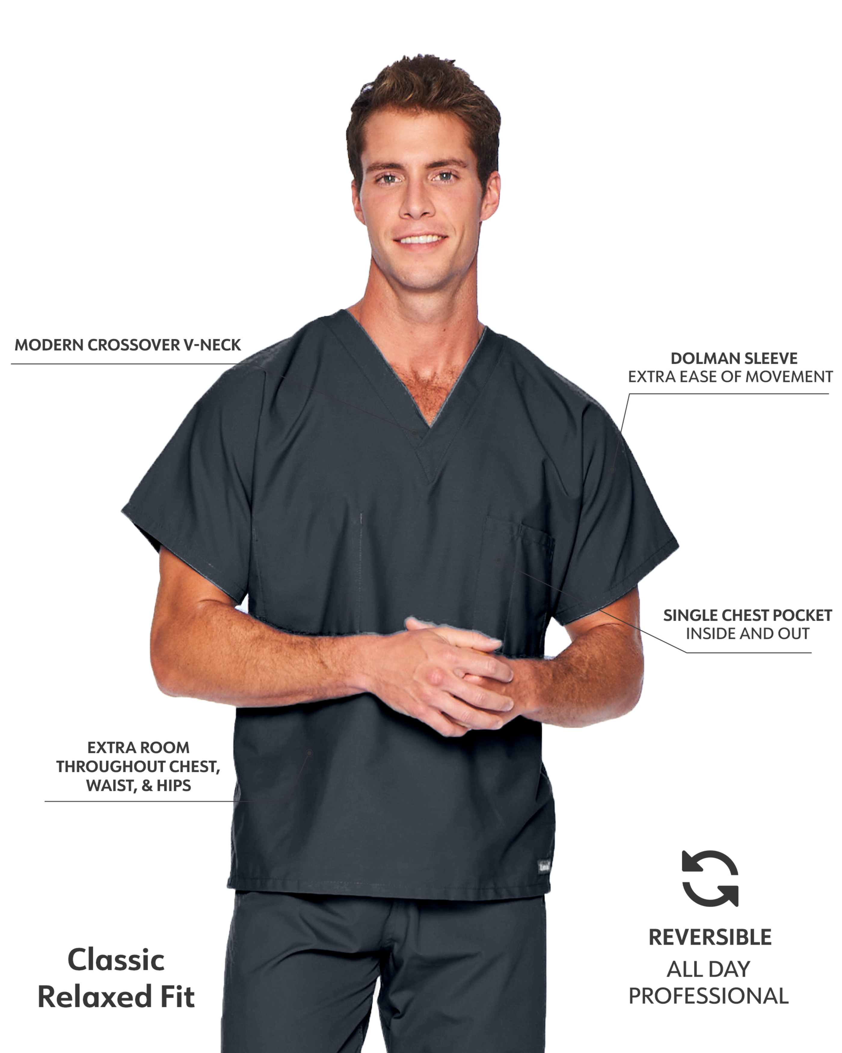 Landau - Essentials - Unisex One-Pocket Reversible V-Neck Top 25