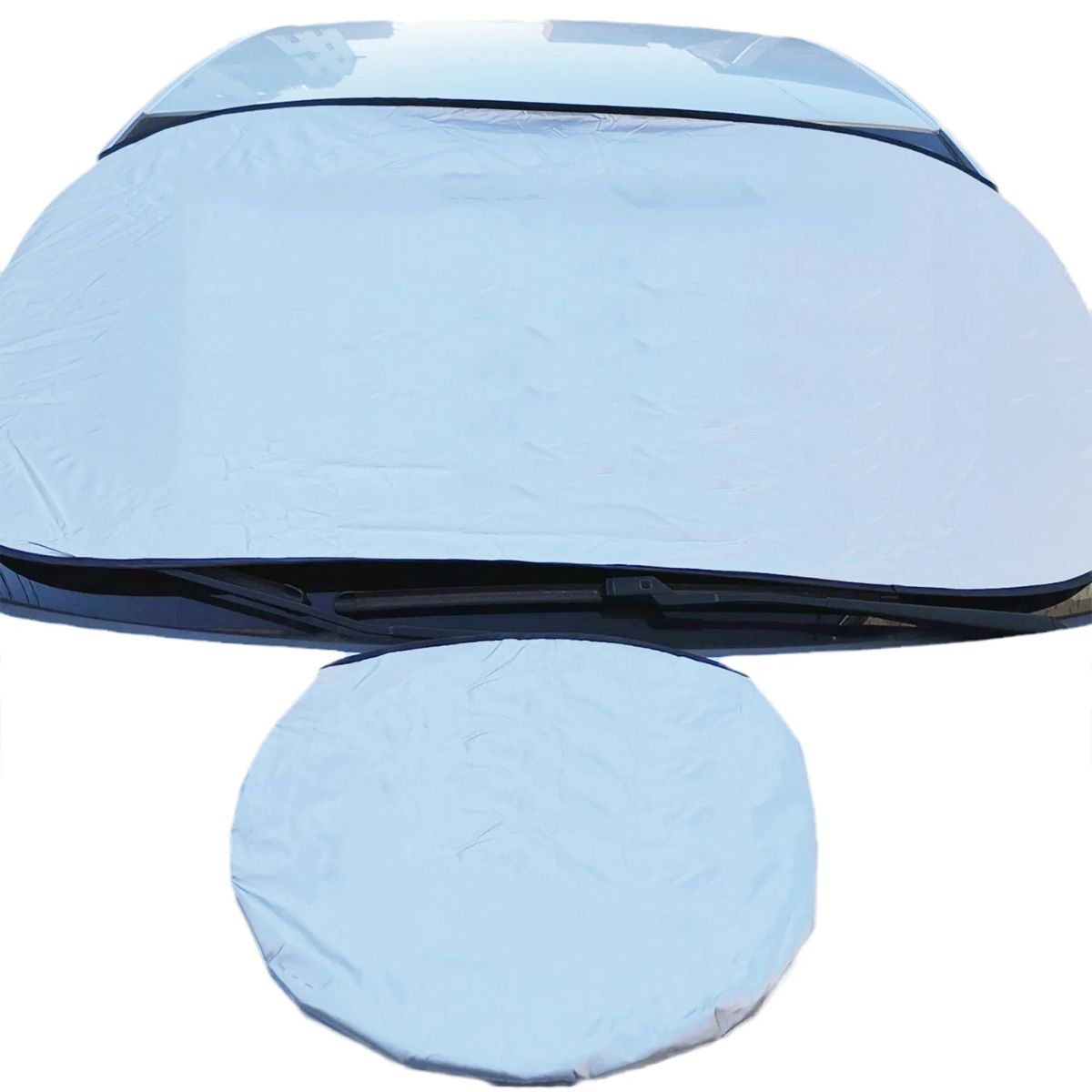 Silver Fabric Car Sunshade for Windshield 3