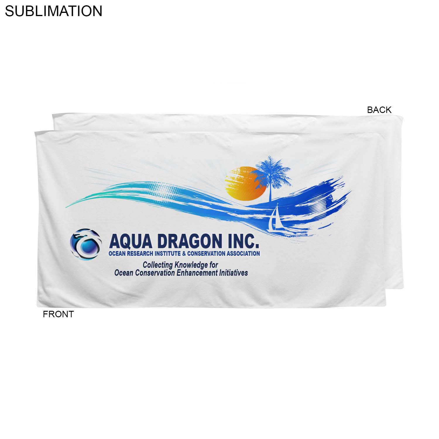 Plush and Soft Velour Terry Cotton Blend White Beach Towel, 30x60, Sublimated Full color logos 9