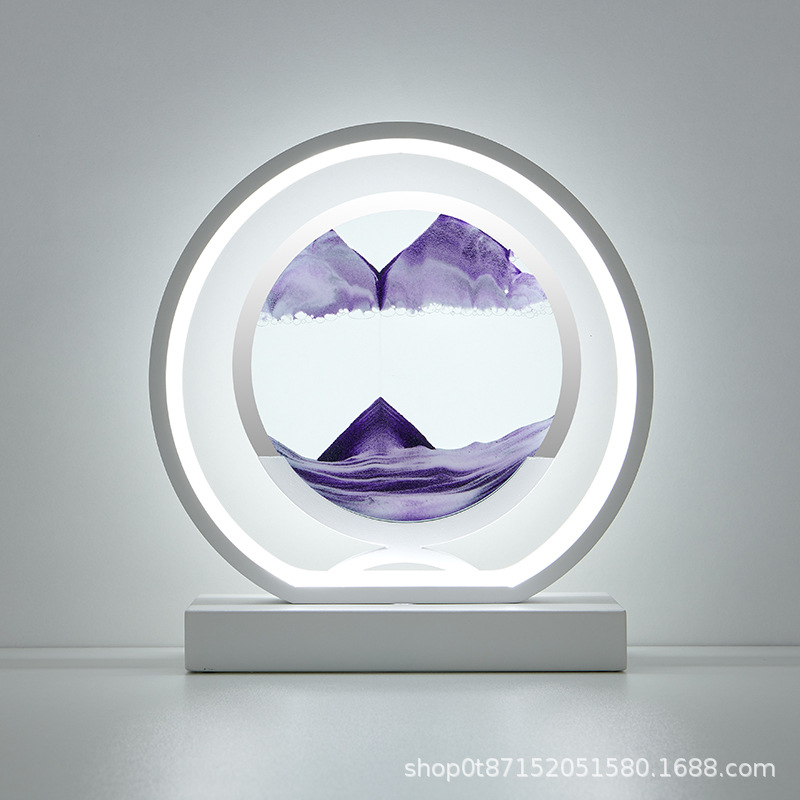 3D Hourglass Moving Sand Desk Lamp 3-Color Light 6