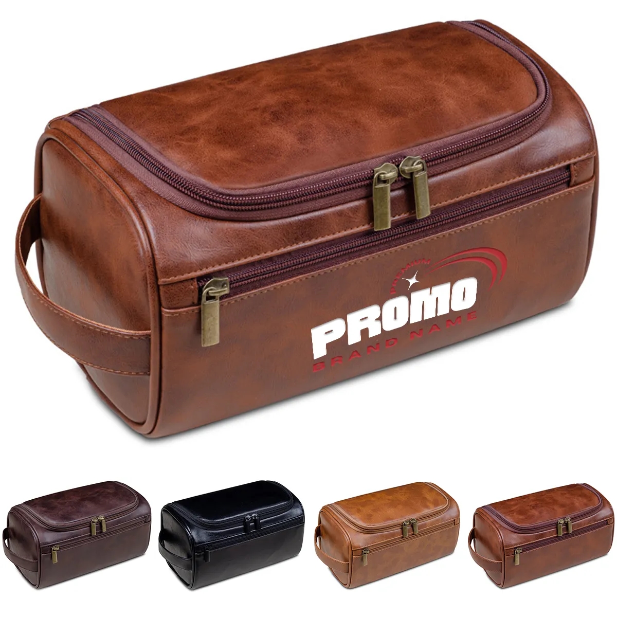 PU Leather Toiletry Bag Hook Cosmetic Travel Shaving Pouch 3