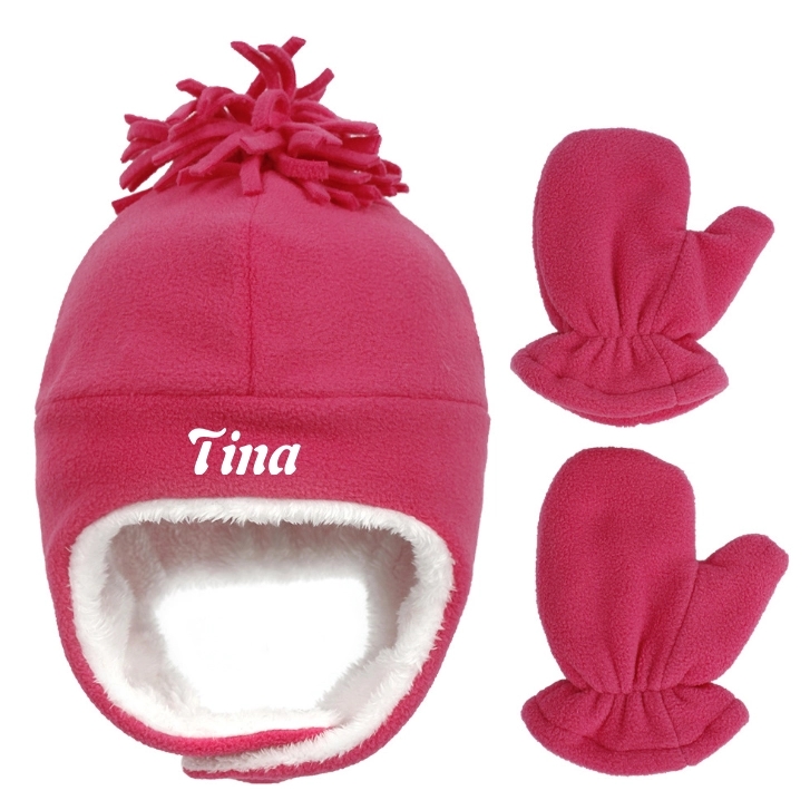 Baby Fleece Cuff Beanie And Gloves Set 8
