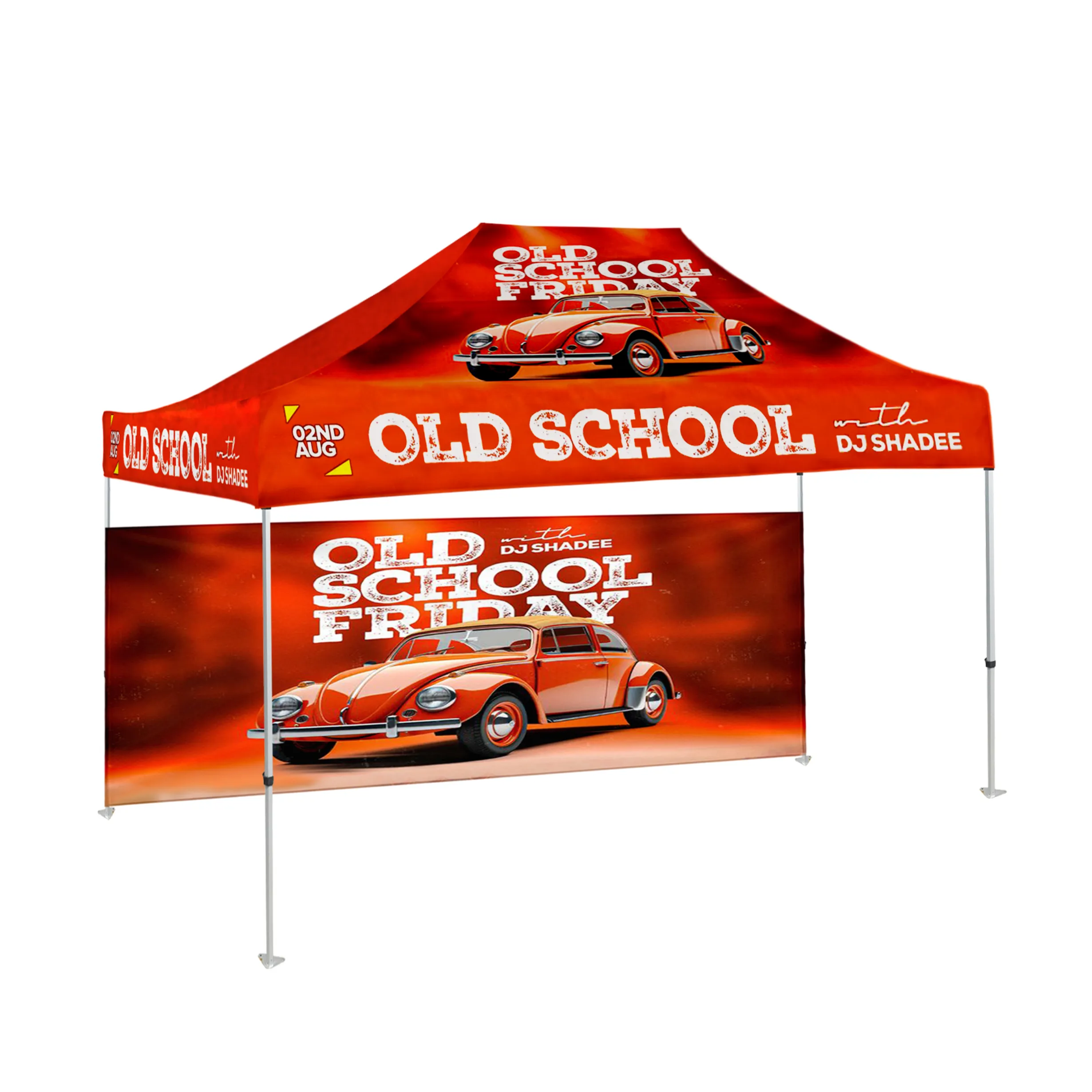 10'x15' Tent Canopy w frame, 1 long half wall 4