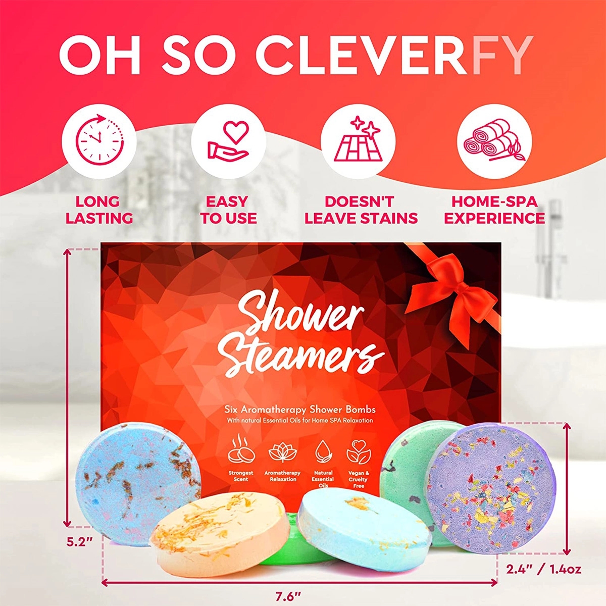 Variety Pack Of 6 Shower Bombs With Essential Oils 5