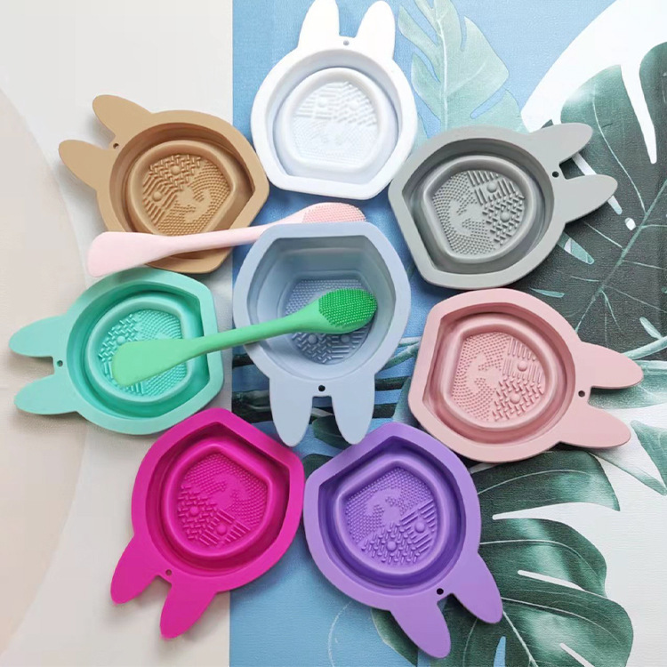 Silicone Cosmetic Brush Cleaner Mat Portable Washing Tool Scrubber-- Rabbit Shape 4