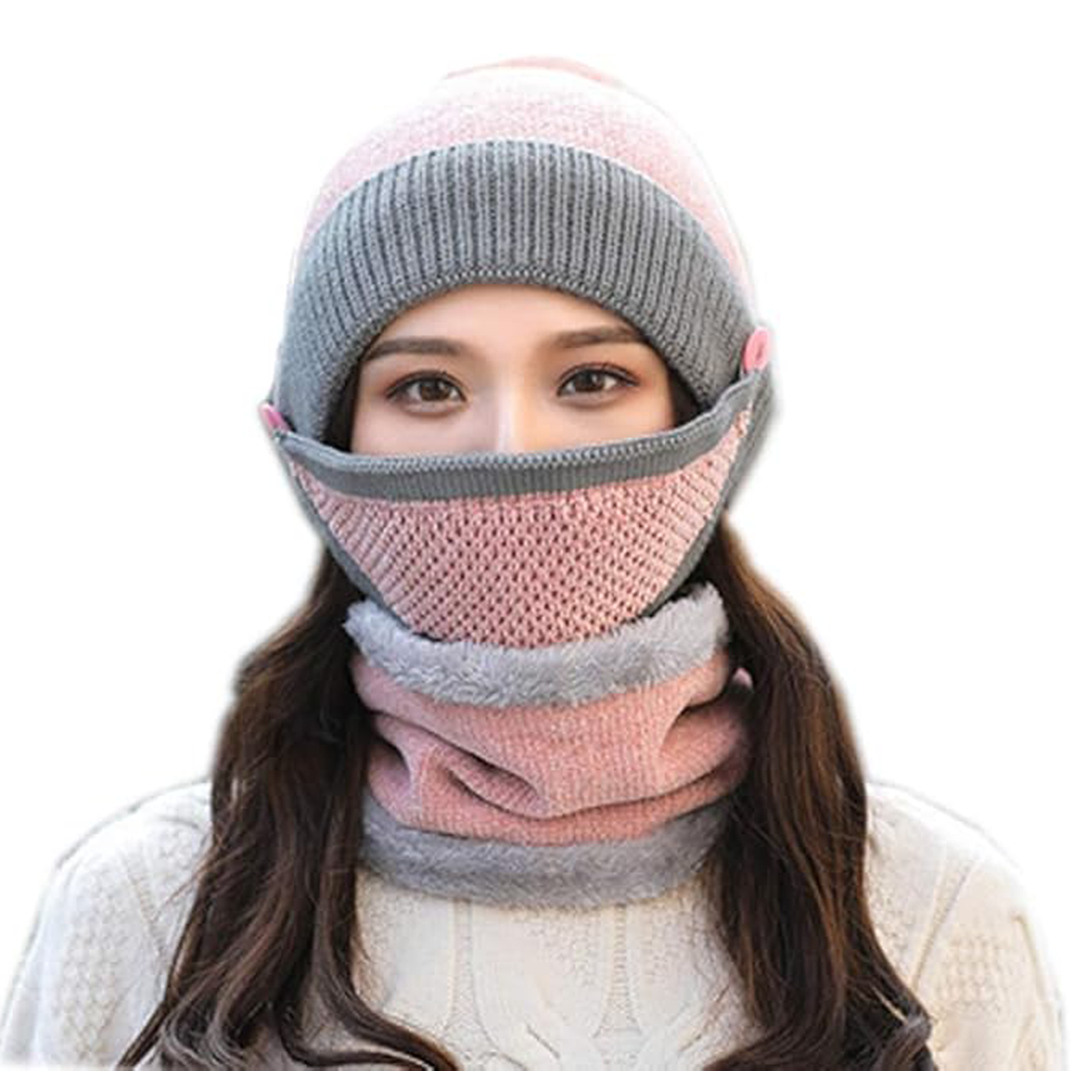 Beanie Hat Scarf and Mask Set 4