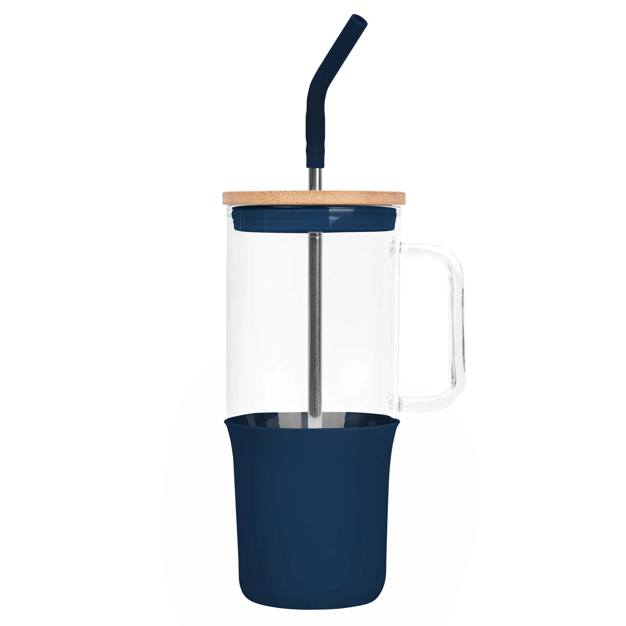 32oz. Glass Tumbler with Handle and Straw 12
