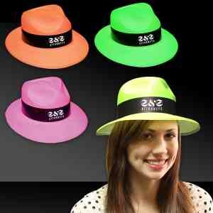 Neon Plastic Fedora Gangster Hat