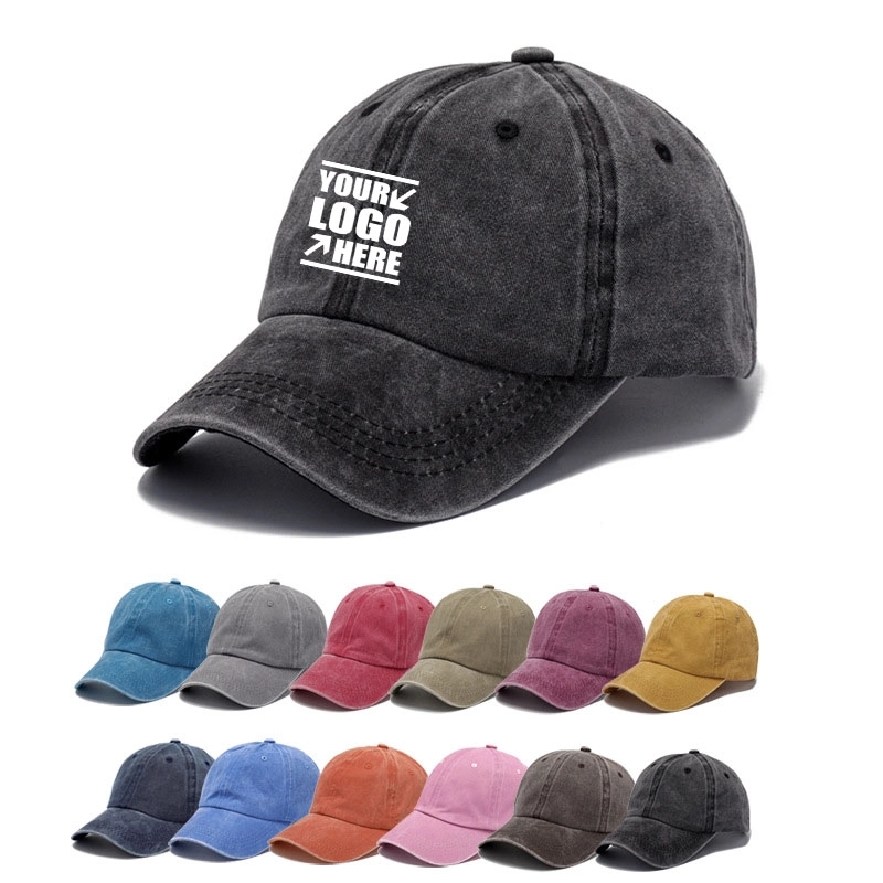 Washed Plain Baseball Cap 1