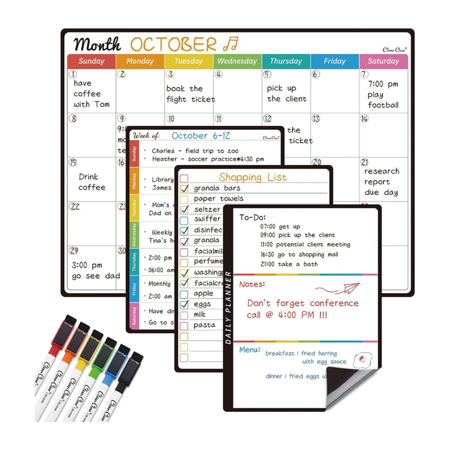 PVC Reusable Whiteboard Calendar Planner Fridge Magnets 2