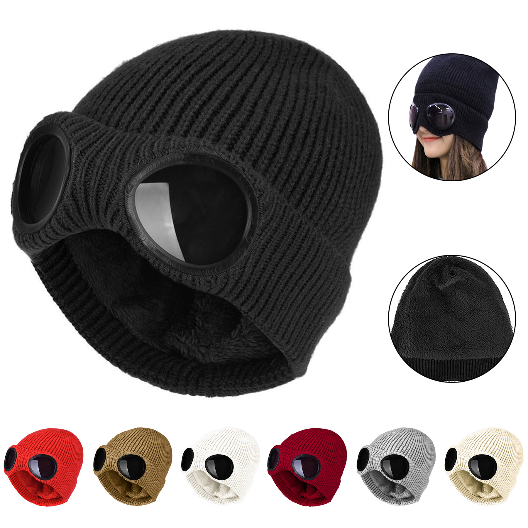 Unisex Goggle Knitted Beanie 1