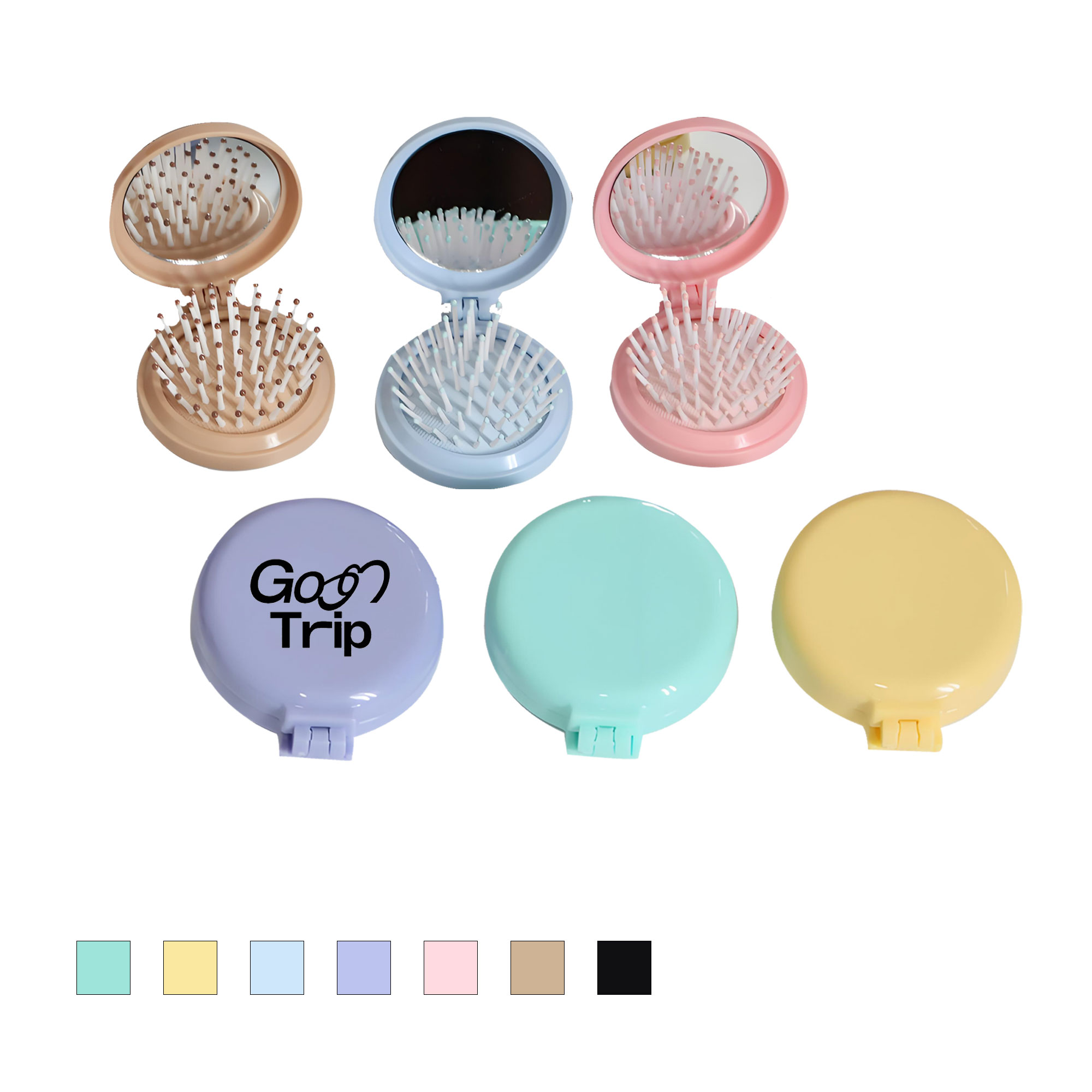Mini Folding Airbag Comb W/Mirror 2