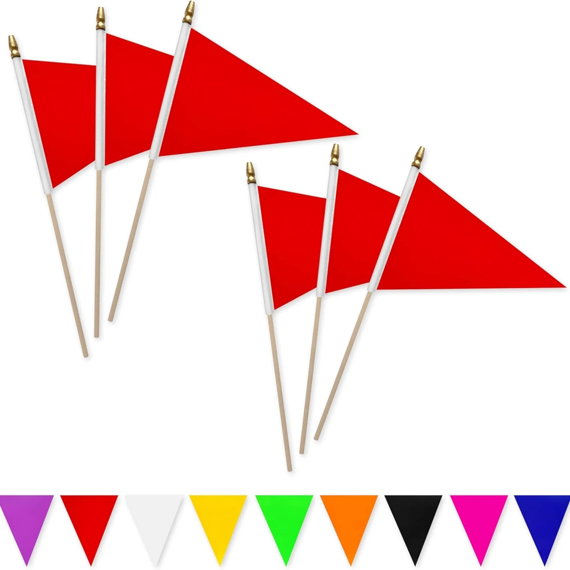 5 x 8 Inch Colorful Pennant Flags With Stick Small Triangle 4